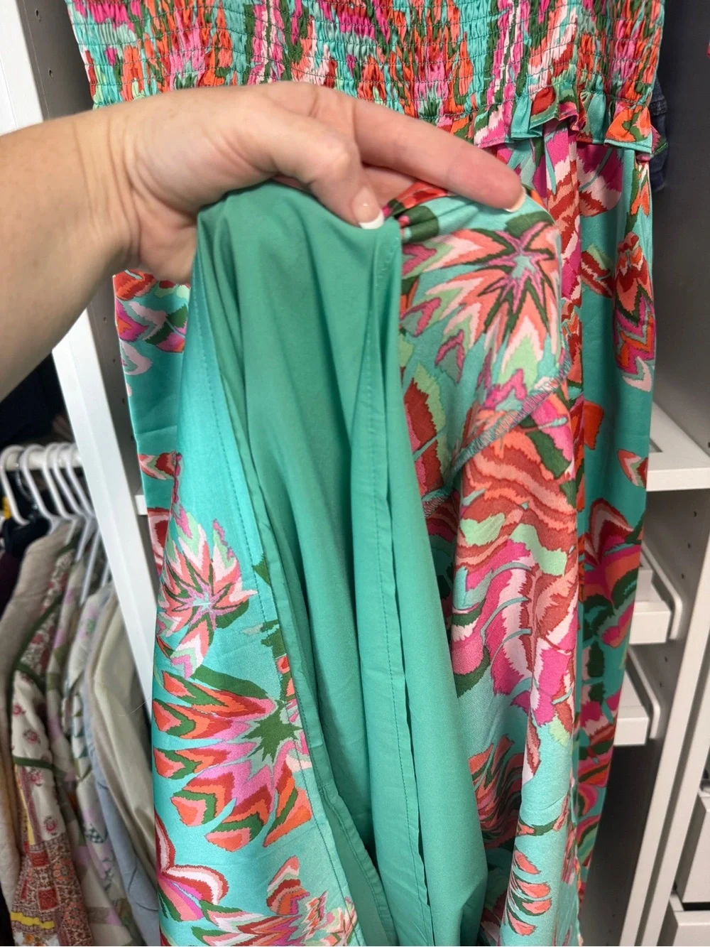 Chic Soul Teal Floral Smocked Maxi Dress with Tie Shoulders - Picture 8 of 12